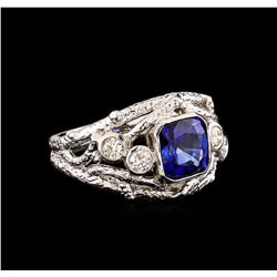 14KT White Gold 1.99 ctw Tanzanite and Diamond Ring