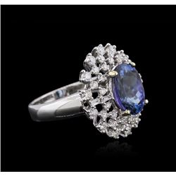 18KT White Gold 3.53 ctw Tanzanite and Diamond Ring