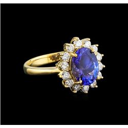 14KT Yellow Gold 2.19 ctw Tanzanite and Diamond Ring