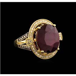 14KT Yellow Gold 13.80 ctw Ruby and Diamond Ring