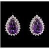 Image 1 : 14KT White Gold 10.38 ctw Amethyst and Diamond Earrings