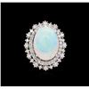 Image 2 : 7.42 ctw Opal and Diamond Ring - 14KT White Gold