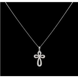 0.15 ctw Diamond Cross Pendant With Chain - 14KT White Gold