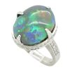 Image 2 : 7.18 ctw Australian Black Opal and Diamond Ring - 18KT White Gold