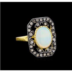 1.45 ctw Opal and Diamond Ring - 18KT Yellow Gold