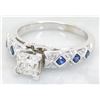 Image 8 : 1.22 ctw Diamond and Sapphire Ring - 14KT White Gold