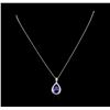 Image 2 : 3.63 ctw Tanzanite and Diamond Pendant - 14KT White Gold