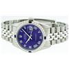 Image 2 : Rolex Stainless Steel Purple Roman Diamond and Sapphire DateJust Men's Watch