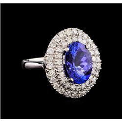 14KT White Gold 5.02 ctw Tanzanite and Diamond Ring