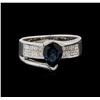 Image 2 : 1.45 ctw Sapphire and Diamond Ring - 18KT White Gold