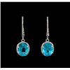 Image 1 : 5.79 ctw Apatite and Diamond Earrings - 14KT White Gold