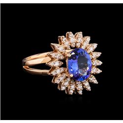 1.93 ctw Tanzanite and Diamond Ring - 14KT Rose Gold