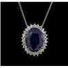 Image 1 : 25.71 ctw Sapphire and Diamond Pendant With Chain - 14KT White Gold