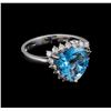 Image 1 : 14KT White Gold 4.47 ctw Blue Topaz and Diamond Ring