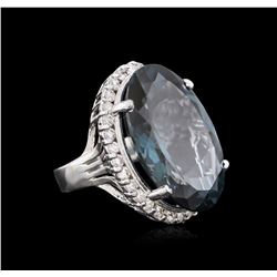 14KT White Gold 32.12 ctw Topaz and Diamond Ring