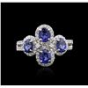 Image 2 : 14KT White Gold 1.90 ctw Sapphire and Diamond Ring