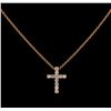 Image 1 : 0.39 ctw Diamond Cross Pendant With Chain - 14KT Rose Gold