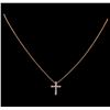 Image 2 : 0.39 ctw Diamond Cross Pendant With Chain - 14KT Rose Gold