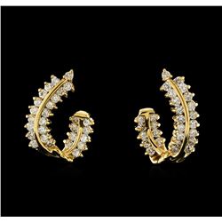 1.30 ctw Diamond Earrings - 14KT Yellow Gold