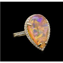 7.21 ctw Opal and Diamond Ring - 14KT Yellow Gold