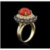 Image 3 : 14KT White Gold 3.70 ctw Coral, Sapphire and Diamond Ring