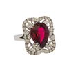 Image 1 : 5.27 ctw Pink Tourmaline and Diamond Ring - 14KT White Gold