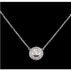 0.45 ctw Diamond Pendant With Chain - 14KT White Gold