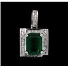 Image 1 : 14KT White Gold 3.06 ctw Emerald and Diamond Pendant