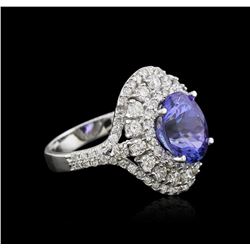 14KT White Gold 3.40 ctw Tanzanite and Diamond Ring