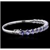 Image 2 : 14KT White Gold 6.88 ctw Tanzanite and Diamond Bracelet
