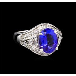 14KT White Gold 3.28 ctw Tanzanite and Diamond Ring