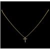 Image 2 : 0.31 ctw Diamond Cross Pendant With Chain - 14KT Yellow Gold