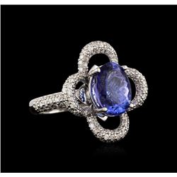 14KT White Gold 5.81 ctw Tanzanite and Diamond Ring