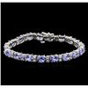 Image 1 : 14KT White Gold 15.01 ctw Tanzanite and Diamond Bracelet