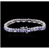 Image 2 : 14KT White Gold 15.01 ctw Tanzanite and Diamond Bracelet