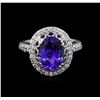 Image 2 : 3.67 ctw Tanzanite and Diamond Ring - 14KT White Gold