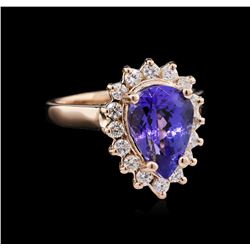 3.00 ctw Tanzanite and Diamond Ring - 14KT Rose Gold