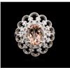 Image 2 : 14KT White Gold 2.05 ctw Morganite and Diamond Ring