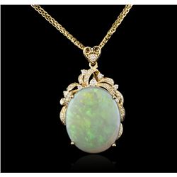 14KT Yellow Gold 8.71 ctw Opal and Diamond Pendant With Chain