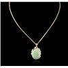 Image 2 : 14KT Yellow Gold 8.71 ctw Opal and Diamond Pendant With Chain