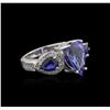 Image 1 : 14KT White Gold 3.83 ctw Tanzanite, Sapphire and Diamond Ring