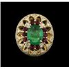 Image 2 : 14KT Yellow Gold 3.89 ctw Emerald, Ruby and Diamond Ring