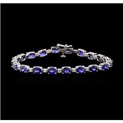 12.47 ctw Sapphire and Diamond Bracelet - 14KT White Gold