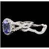Image 3 : 14KT White Gold 2.37 ctw Tanzanite and Diamond Ring and Guard
