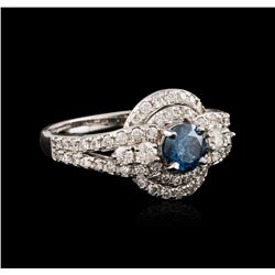 14KT White Gold 1.29 ctw Fancy Blue Diamond Ring