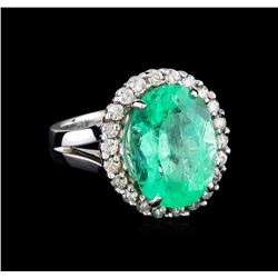 9.20 ctw Emerald and Diamond Ring - 14KT White Gold