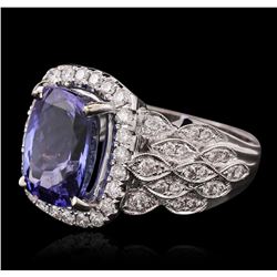 14KT White Gold 4.23 ctw Tanzanite and Diamond Ring