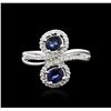 Image 2 : 14KT White Gold 0.92 ctw Sapphire and Diamond Ring
