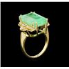 Image 4 : GIA Cert 12.00 ctw Emerald and Diamond Ring - 14KT Yellow Gold