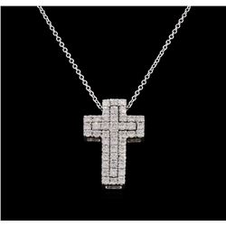 1.00 ctw Diamond Pendant With Chain - 14KT White Gold